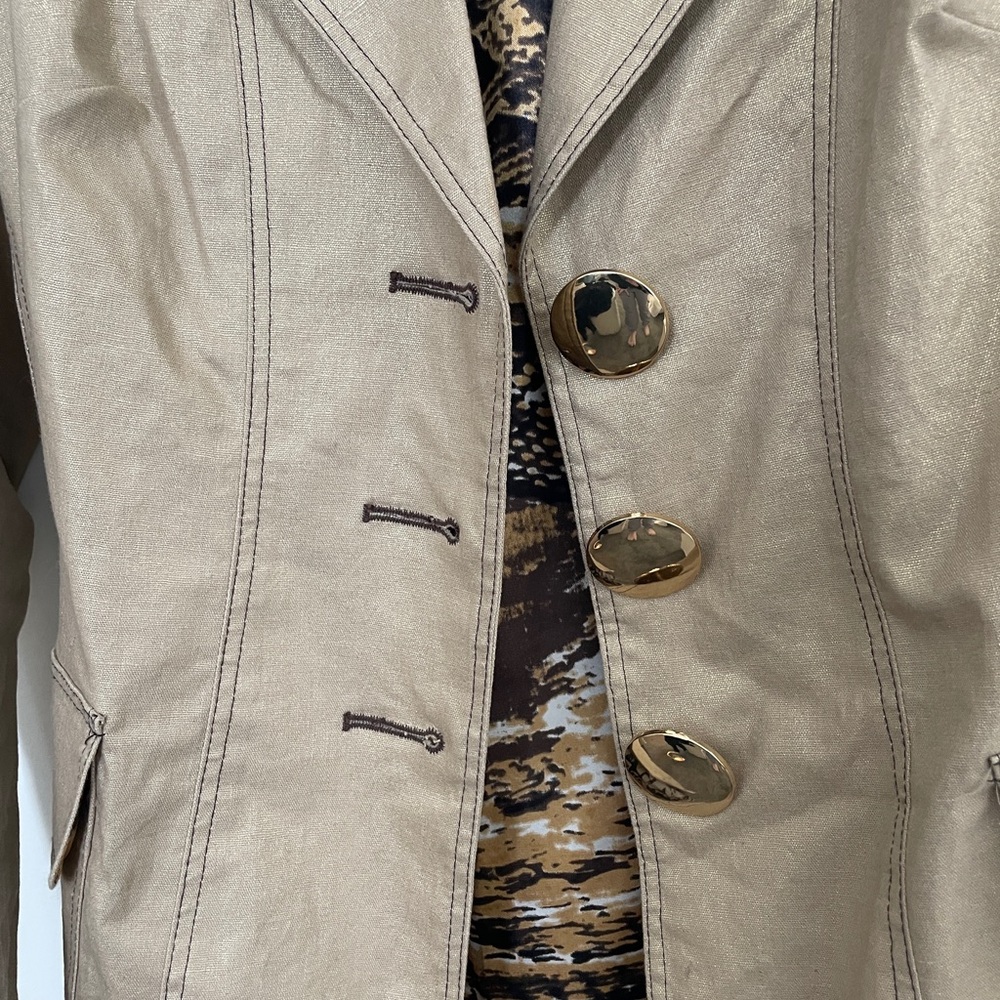 Cache Tan Gold Shimmer trench coat - Picture 3 of 5